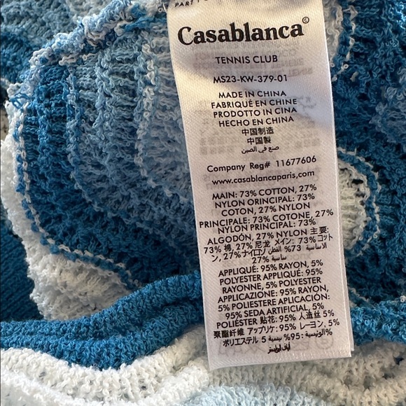 Casablanca Wave Blue and White Knit Cardigan - Picture 8 of 9